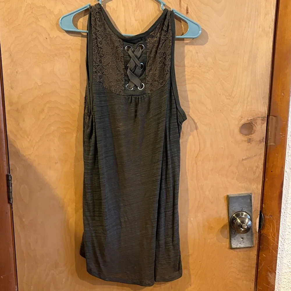 Maurices Brown Lace-Detail Tank Top - Picture 2 of 4